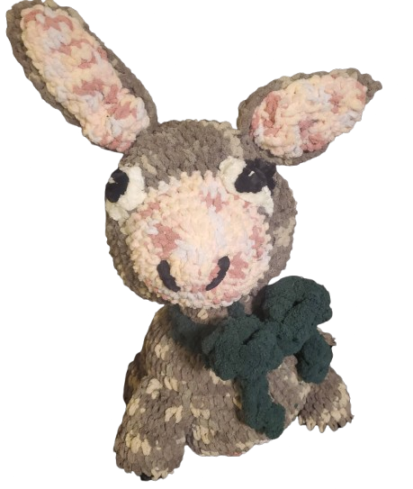 Crocheted donkey plush toy